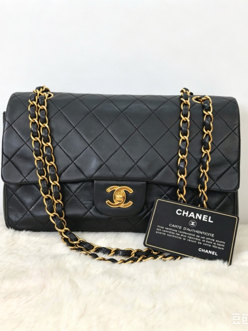 CHANEL Classic Double Flap Shoulder Bag with Gold Hardware